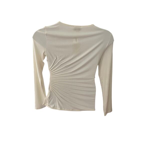CARMEN MARC VALVO, SIZE M, CREAM RUCHED LONG SLEEVE TOP - Picture 2 of 4